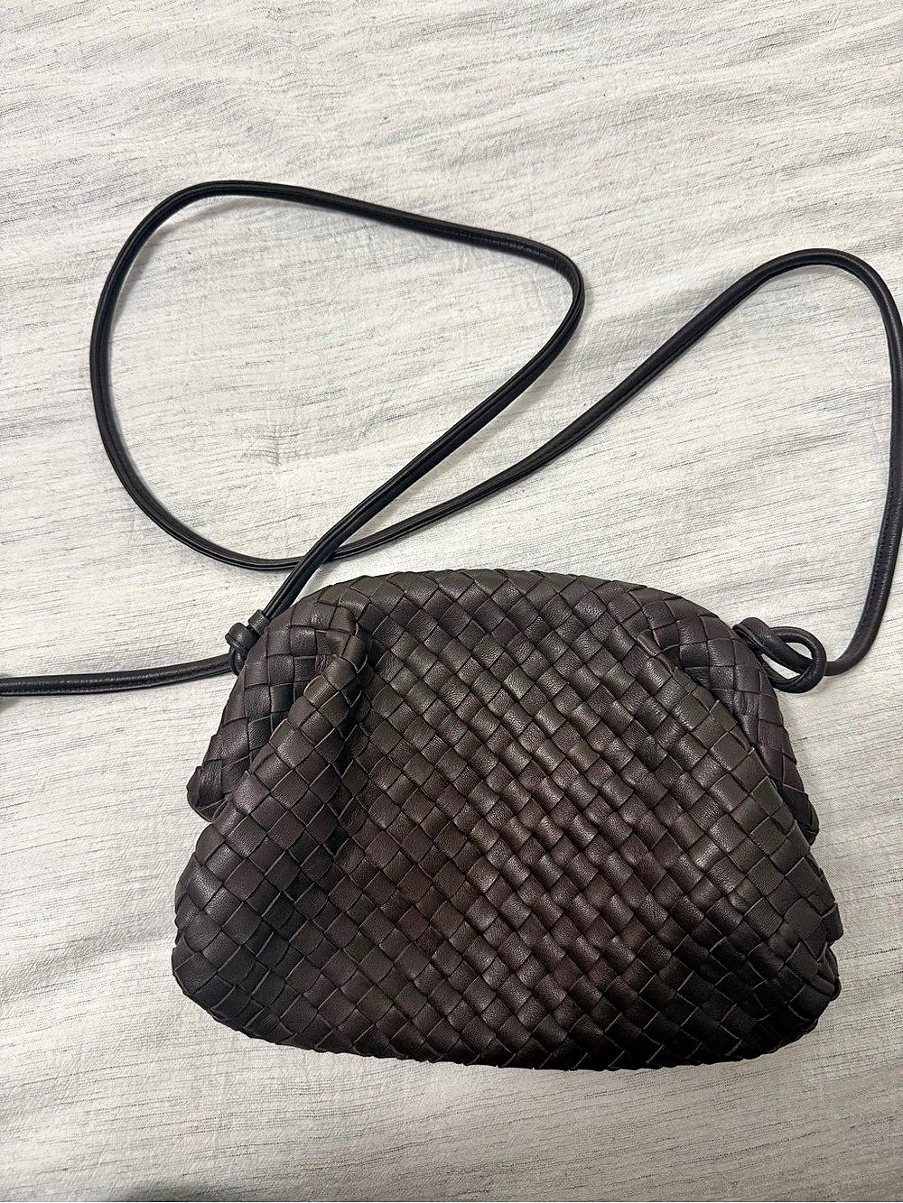 Quince Woven Leather Crossbody Bag in Brown